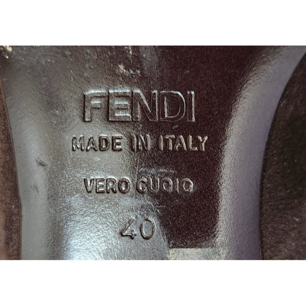 Fendi Brown Suede Pointed Toe Kitten Heel Pumps Bow Detail EU 40 US 9 Italy - Picture 10 of 11